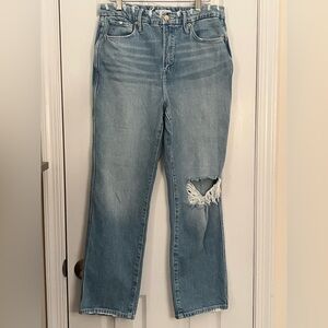 Good American High Rise Cut Raw Hem Straight-leg